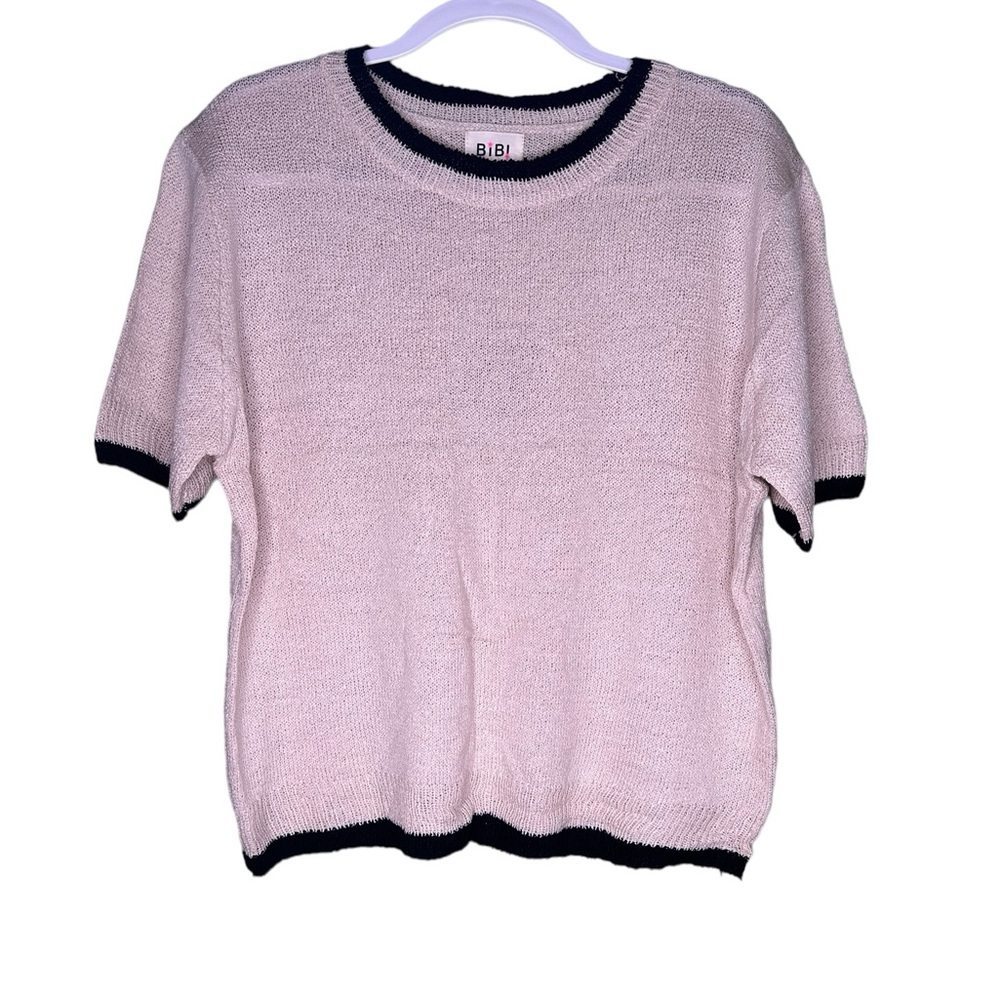BiBi Cream Sweater with Black Trim Sweater Large